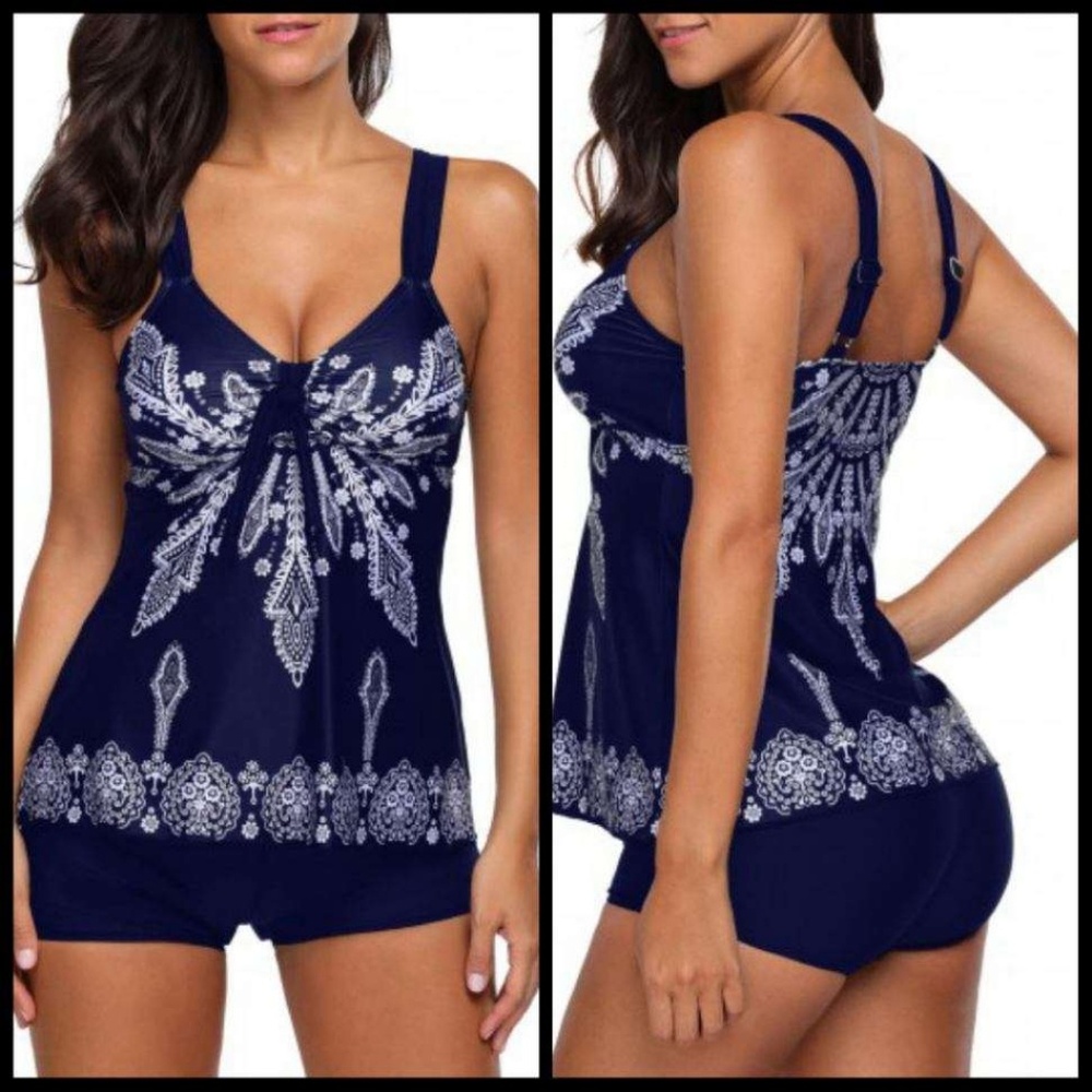Blue & White Tankini 2 piece Swim suit